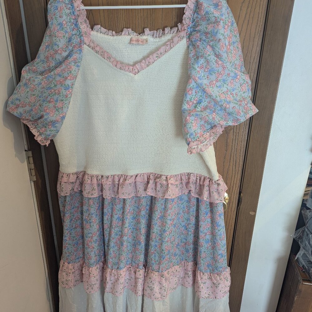 Ivy City Co Melanie Floral Tiered Flutter Midi Dress Easter Cottagecore-4X